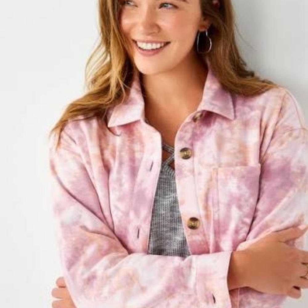 Maurices Pink Tie Dye Oversized Shacket XL